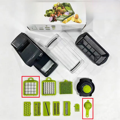 Cross-Border New Multifunctional Vegetable Cutter Household Potato Peeling, Shredding, Dicing and Slicing Kitchen Artifact Set Grater