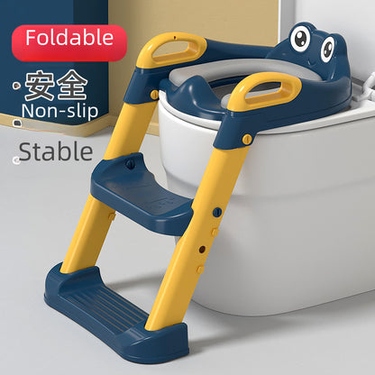 Frog Children Toilet Ladder Baby Girl Auxiliary Ladder Foldable Toilet Ring Portable Children Toilet Ring