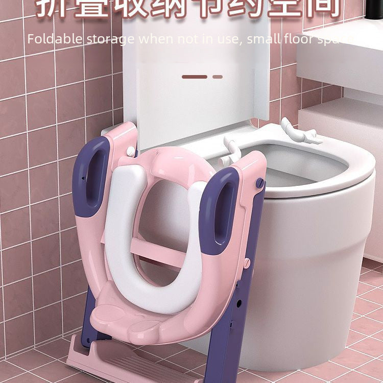 Frog Children Toilet Ladder Baby Girl Auxiliary Ladder Foldable Toilet Ring Portable Children Toilet Ring