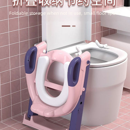 Frog Children Toilet Ladder Baby Girl Auxiliary Ladder Foldable Toilet Ring Portable Children Toilet Ring