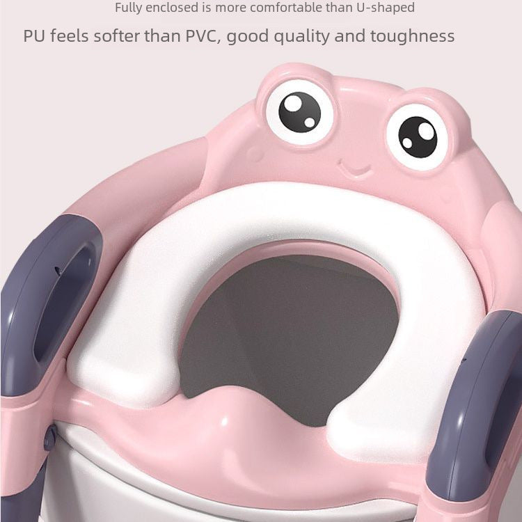 Frog Children Toilet Ladder Baby Girl Auxiliary Ladder Foldable Toilet Ring Portable Children Toilet Ring